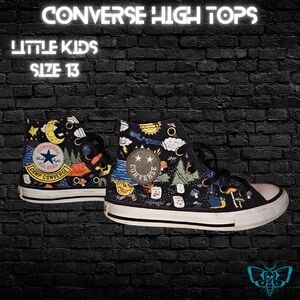 Camp Converse High Top Sneakers Raccoon Mushroom Skateboard Campfire Moon Sz 13